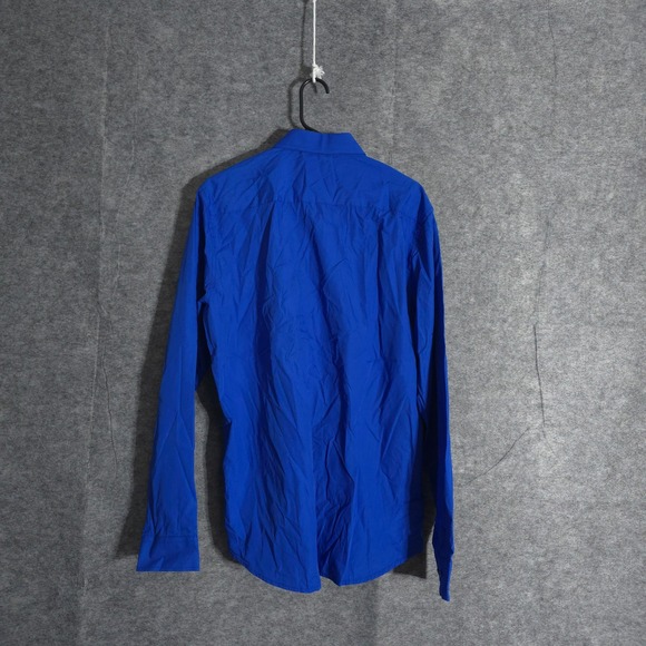 Paul Jones Button Down Shirt Mens Blue Long Sleeve Casual Dress Solid NWT New - Picture 2 of 10